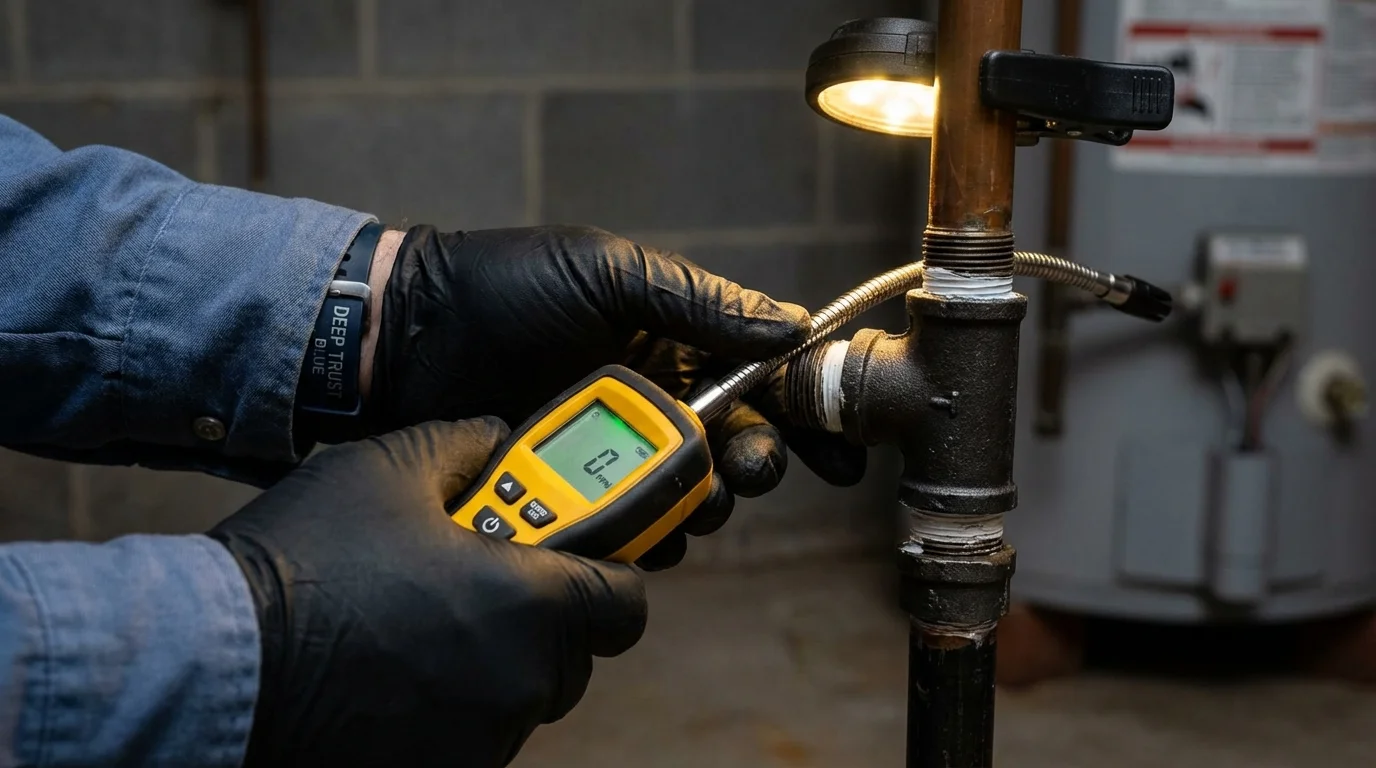 Gas leak detection with electronic sniffer by Johns Plumbing LLC in Congress